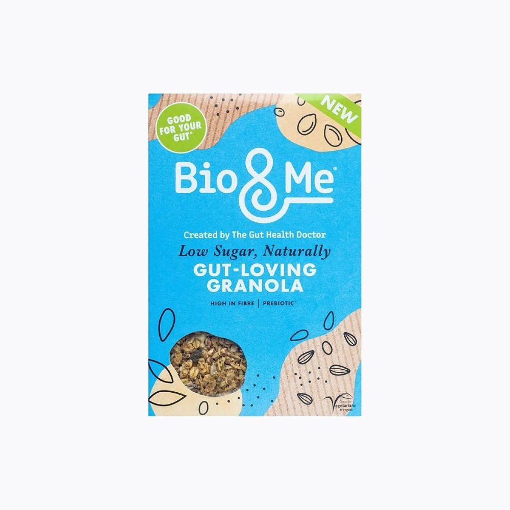 Box of Bio & Me Gut-Loving Granola on a white background