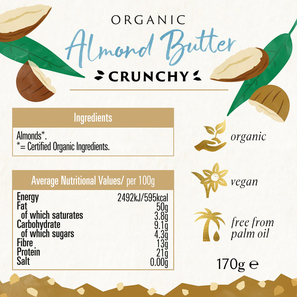 Organic Crunchy Almond Butter 170g