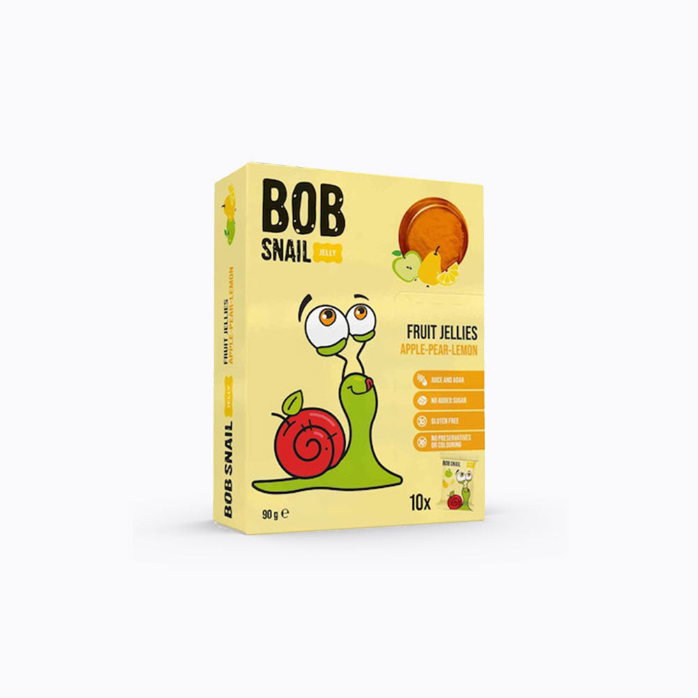 Box of BOB Snail fruit jellies on a white background