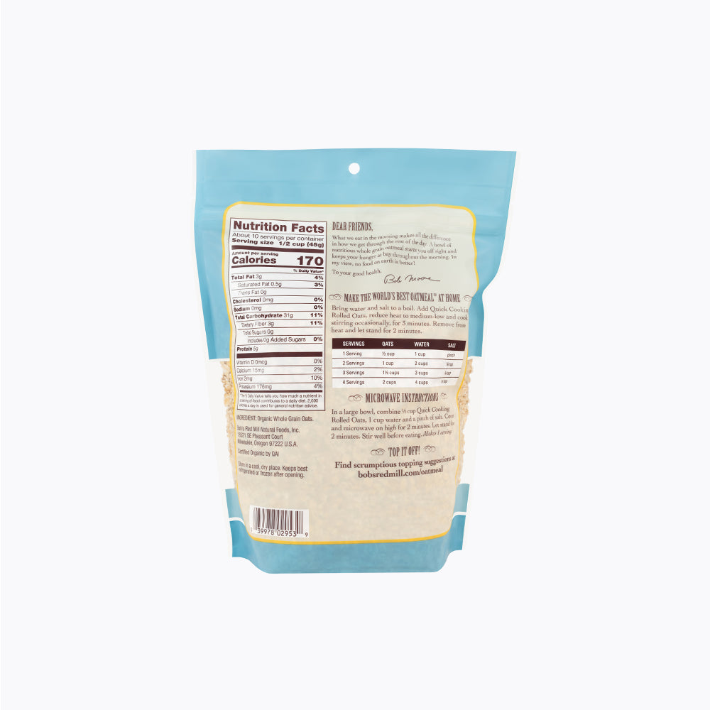 Organic Quick Cooking Rolled Oats 454g