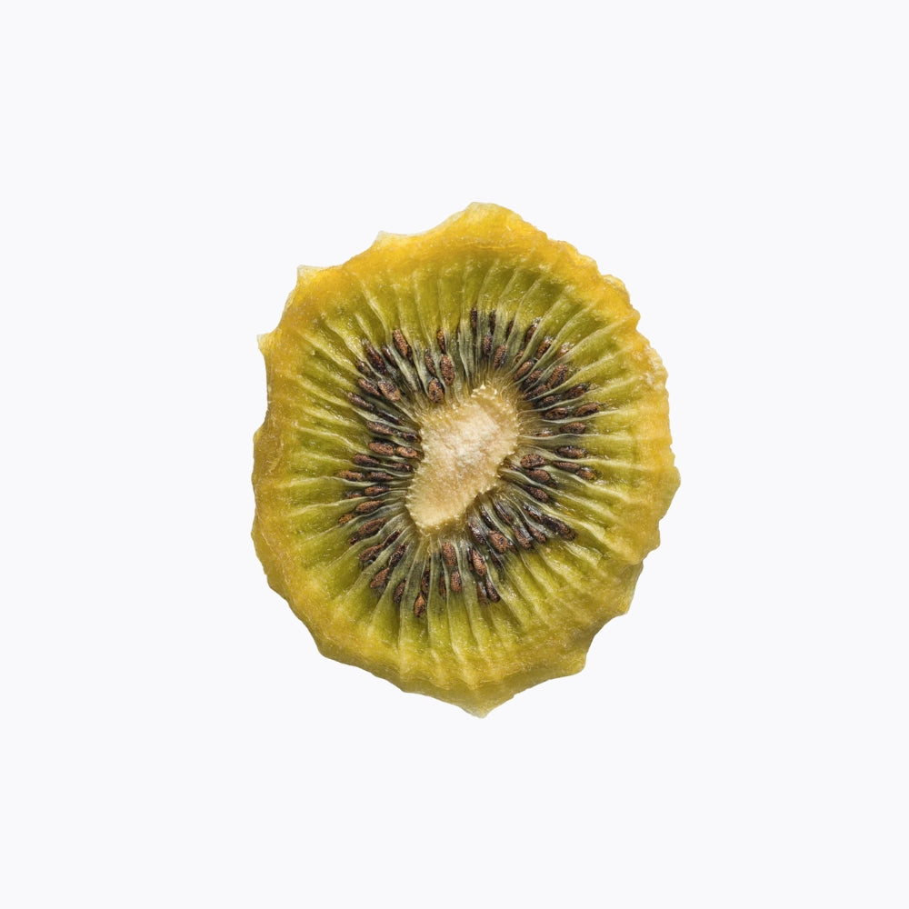 Sliced kiwi fruit on a white background