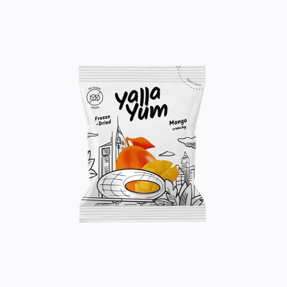 yalla Yum freeze-dried mango package on a white background
