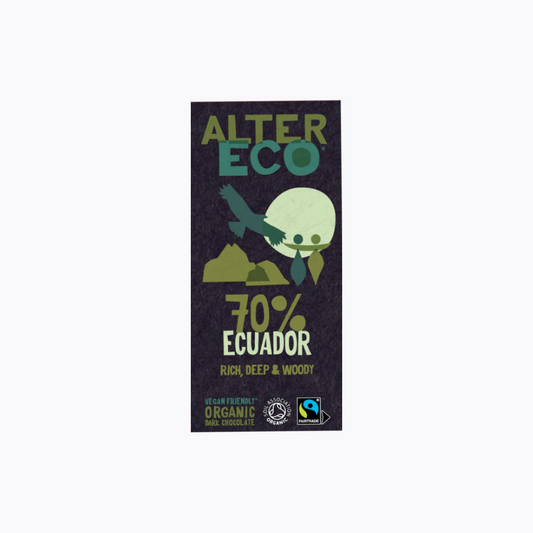 Alter Eco Ecuador chocolate bar packaging on a white background