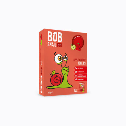 Box of BOB Snail Apple-Cherry Jellies on a white background