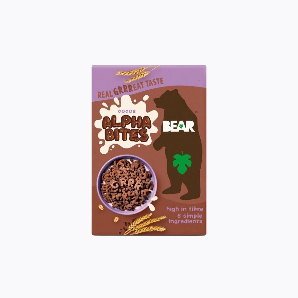 Box of Bear Alpha Bites cereal with a bear illustration on a white background