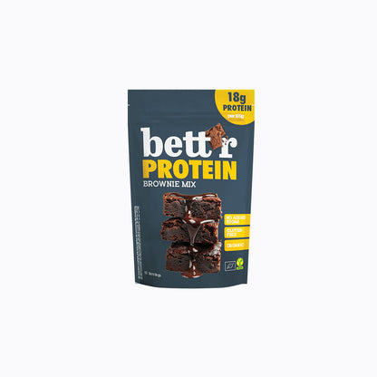 Packaging of bett'r Protein Brownie Mix on a white background