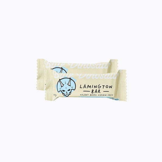 Lamington bar packaging with a white background