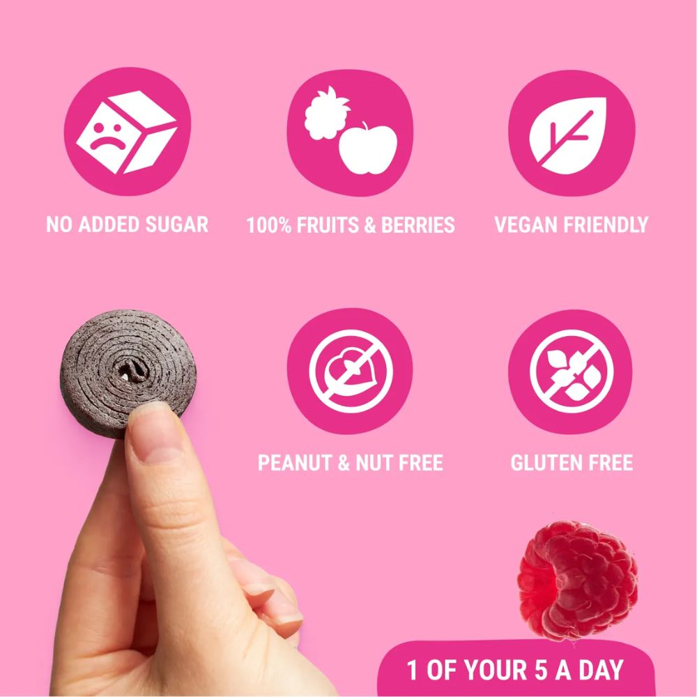 Product with health benefits displayed on a pink background