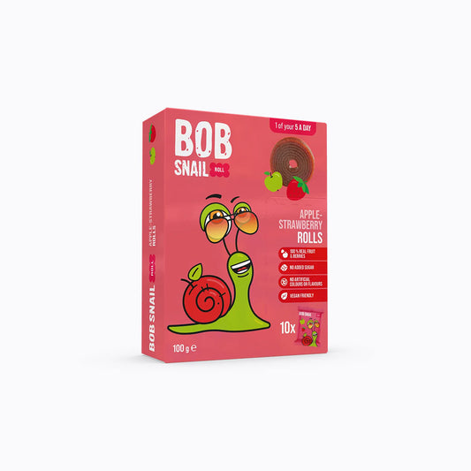 Box of BOB Snail Rolls with a cartoon snail design on a white background