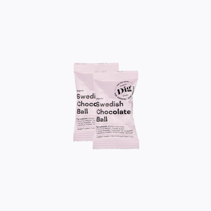 Two pink packages of Swedish Chocolate Balls on a white background