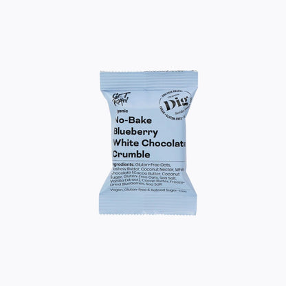 A single packet of No-Bake Blueberry White Chocolate Crumble from the brand Great Kary, displayed on a clean white background.