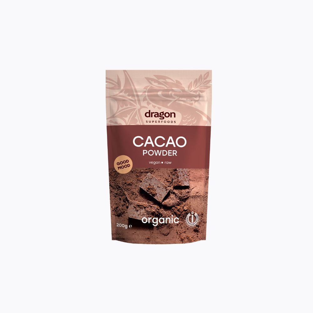 Dragon Superfoods Cacao Powder package on a white background