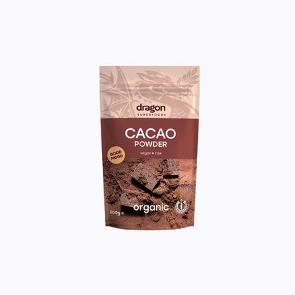 Dragon Superfoods Cacao Powder package on a white background