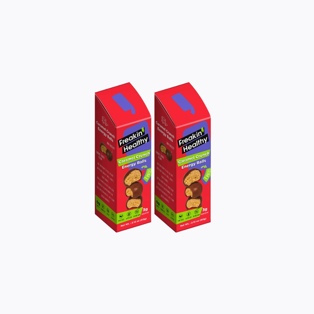 Two boxes of 'Freakin Healthy' candy on a white background