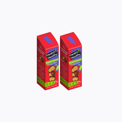 Two boxes of 'Freakin Healthy' candy on a white background