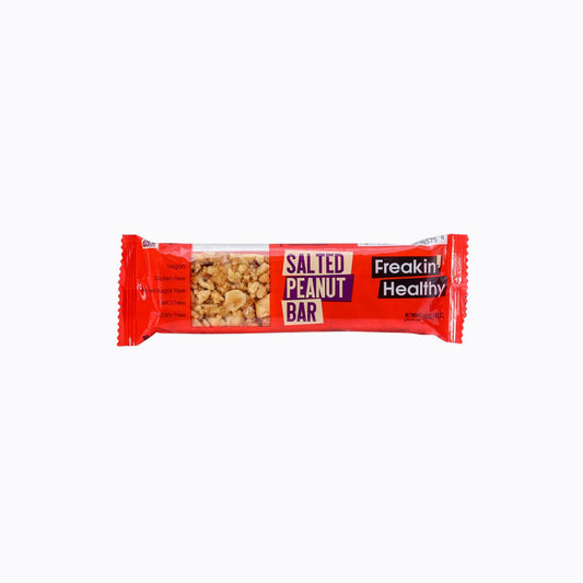 Freakin' Healthy salted peanut bar packaging on a white background