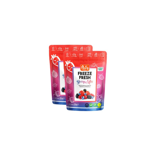 Two packages of Pet's Freeze Fresh Berries for pets on a white background