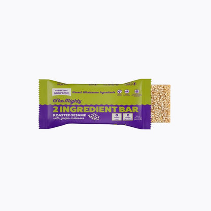 2 Ingredient Bar with roasted sesame and grape molasses on a white background
