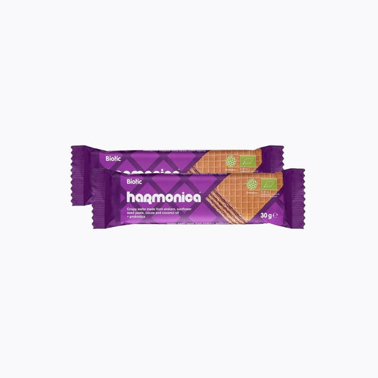 Purple package of Biotic Harmonica on a white background