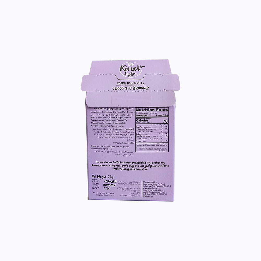 PurpleKind Lyfe chocolate bar packaging with nutrition facts on a white background