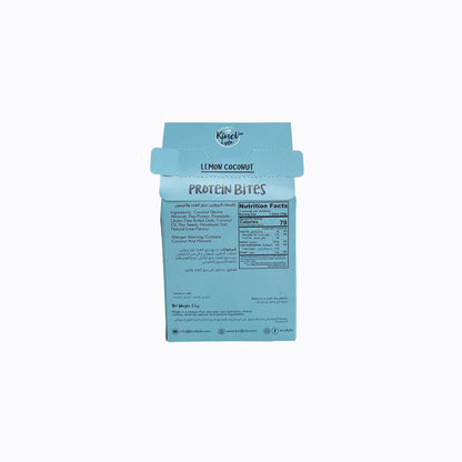Kisel Light Lemon Coconut Protein Bites packaging on a white background