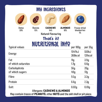 Raw fruit & nut bar blueberry muffin 4x35g