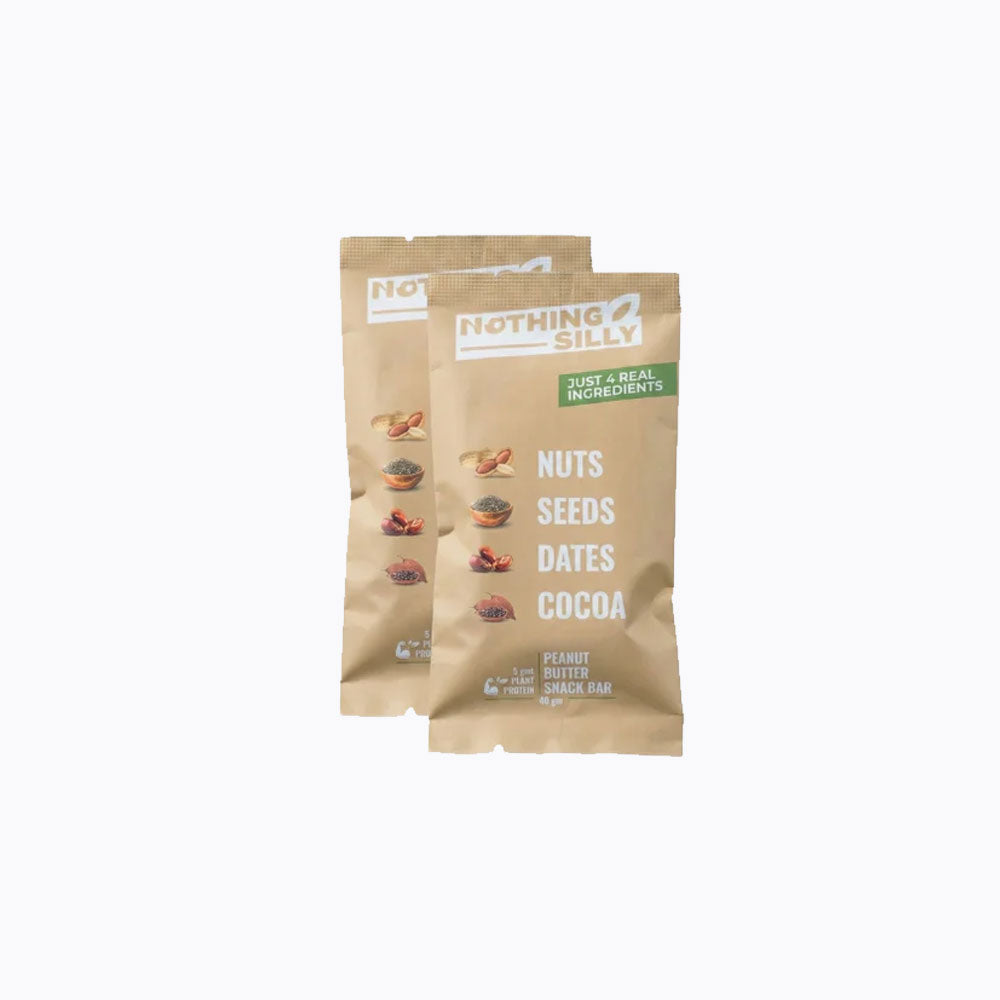 Two packages of 'Nothing Silly' snack mix on a white background