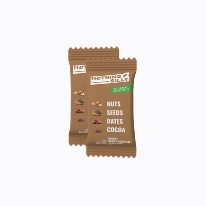 Brown package of 'Nothing Silly' snack bar with ingredients listed on a white background