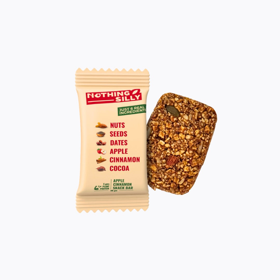 Nothing Silly snack bar packaging with a crackly texture on a white background