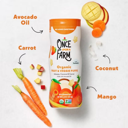 Once_Upon_A_Farm_Organic Fruit & Veggie Puffs Crawler, Mango, Carrot & Coconut with Turmeric 45g_2_generation.h