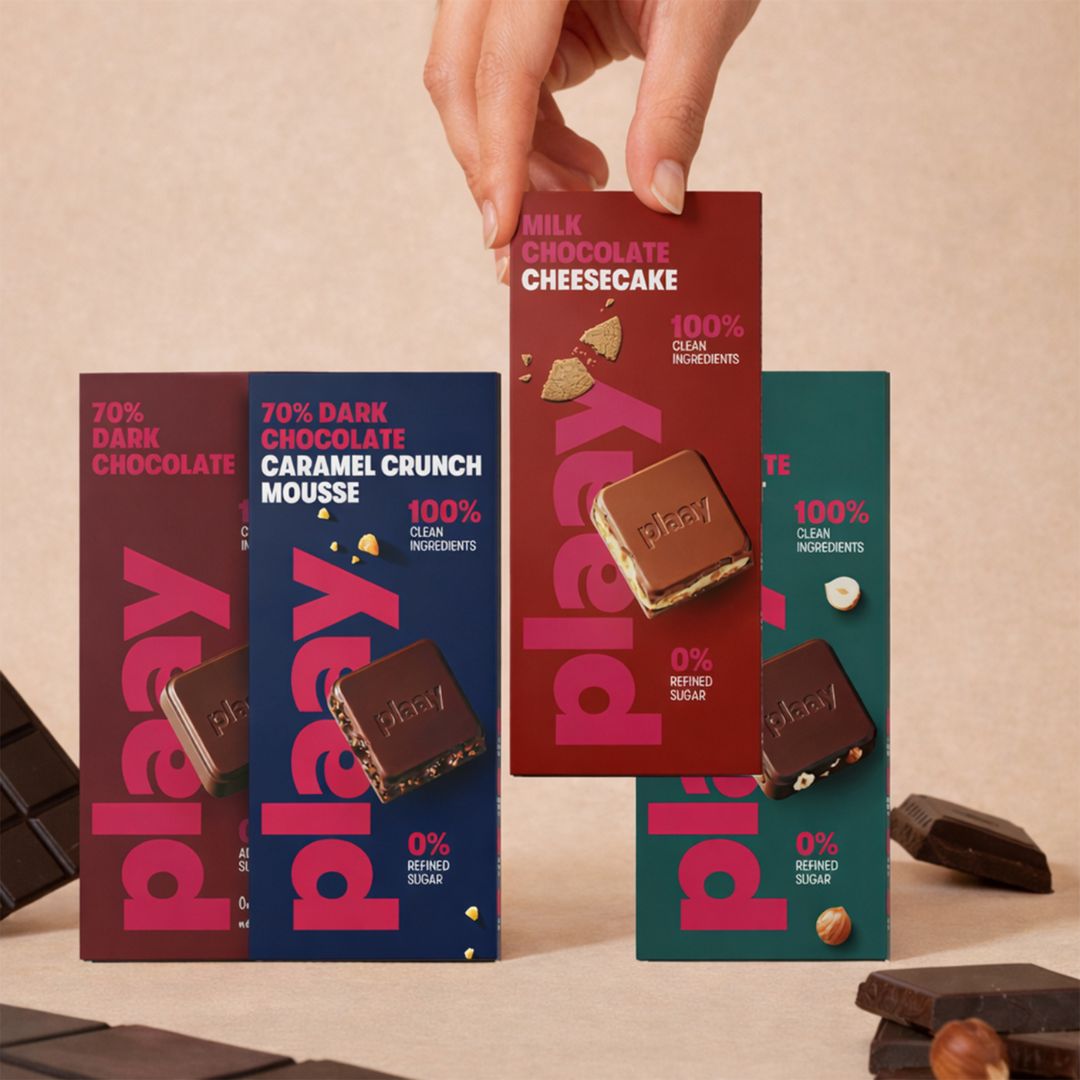 Plaay_70% Dark Chocolate Caramel Crunch Mousse Bar 80g 4 buy on generation.h