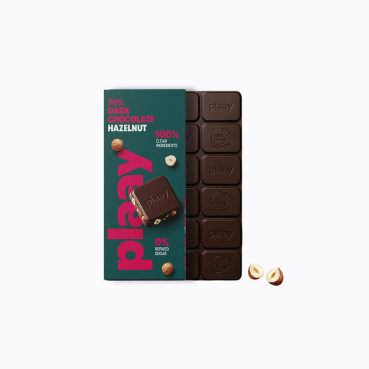 Plaay 70% Dark Chocolate Hazelnut Bar 80g 1 buy on generaion.h