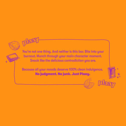Orange background with purple text and graphics related to a brand named 'plaay'.