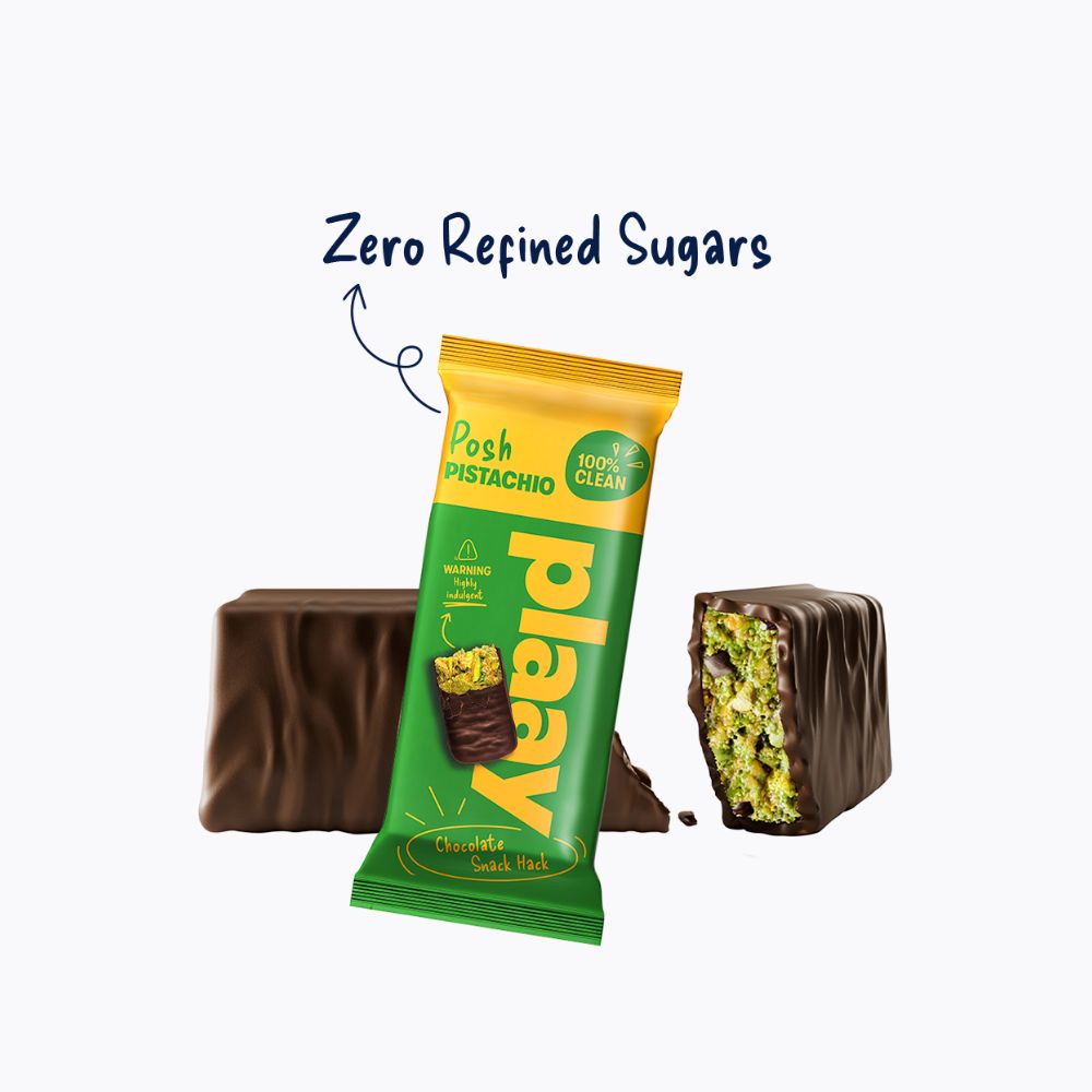 Posh Pistachio chocolate bar with green packaging on a white background