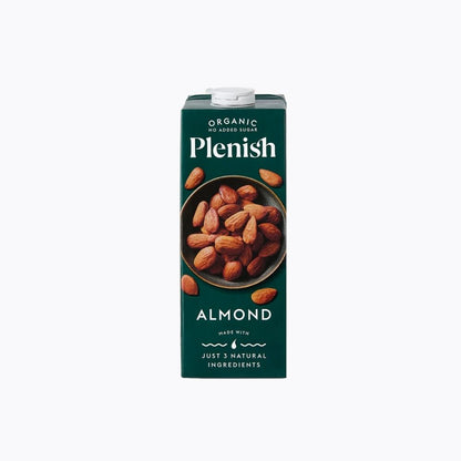 Plenish Organic Almond milk carton on a white background