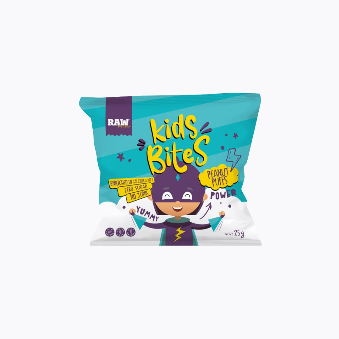 Packaging of Raw Kids Bites on a white background