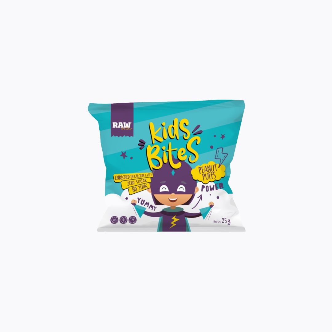 Package of 'Kids Bites' snacks with a superhero design on a white background
