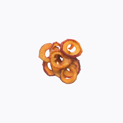 Dried apple rings on a white background