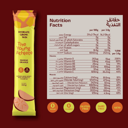 Yellow sports bar packaging with nutrition facts on a red background