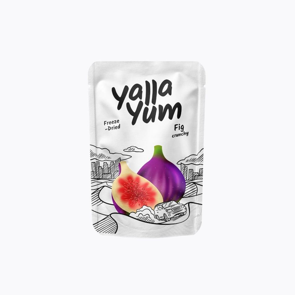 Yalla Yum freeze-dried fig crunchy package on a white background