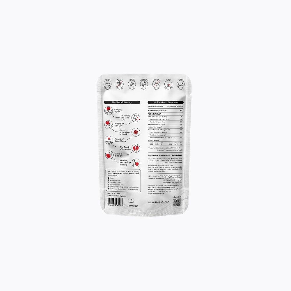 White package with nutritional information on a white background