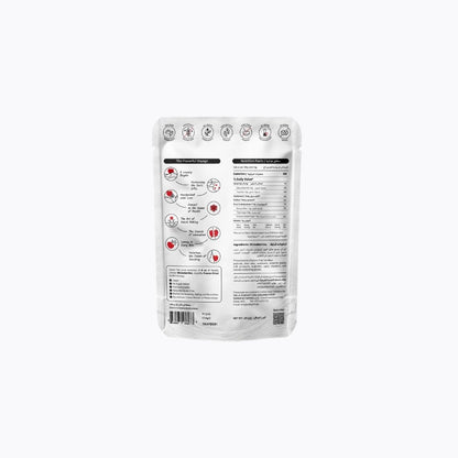 White package with nutritional information on a white background