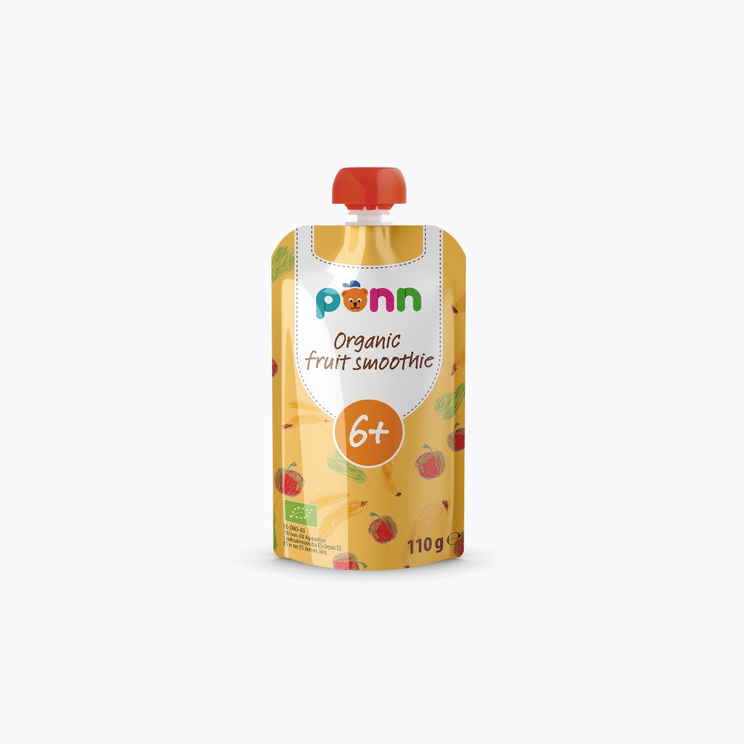 Penn organic fruit smoothie pouch on a white background