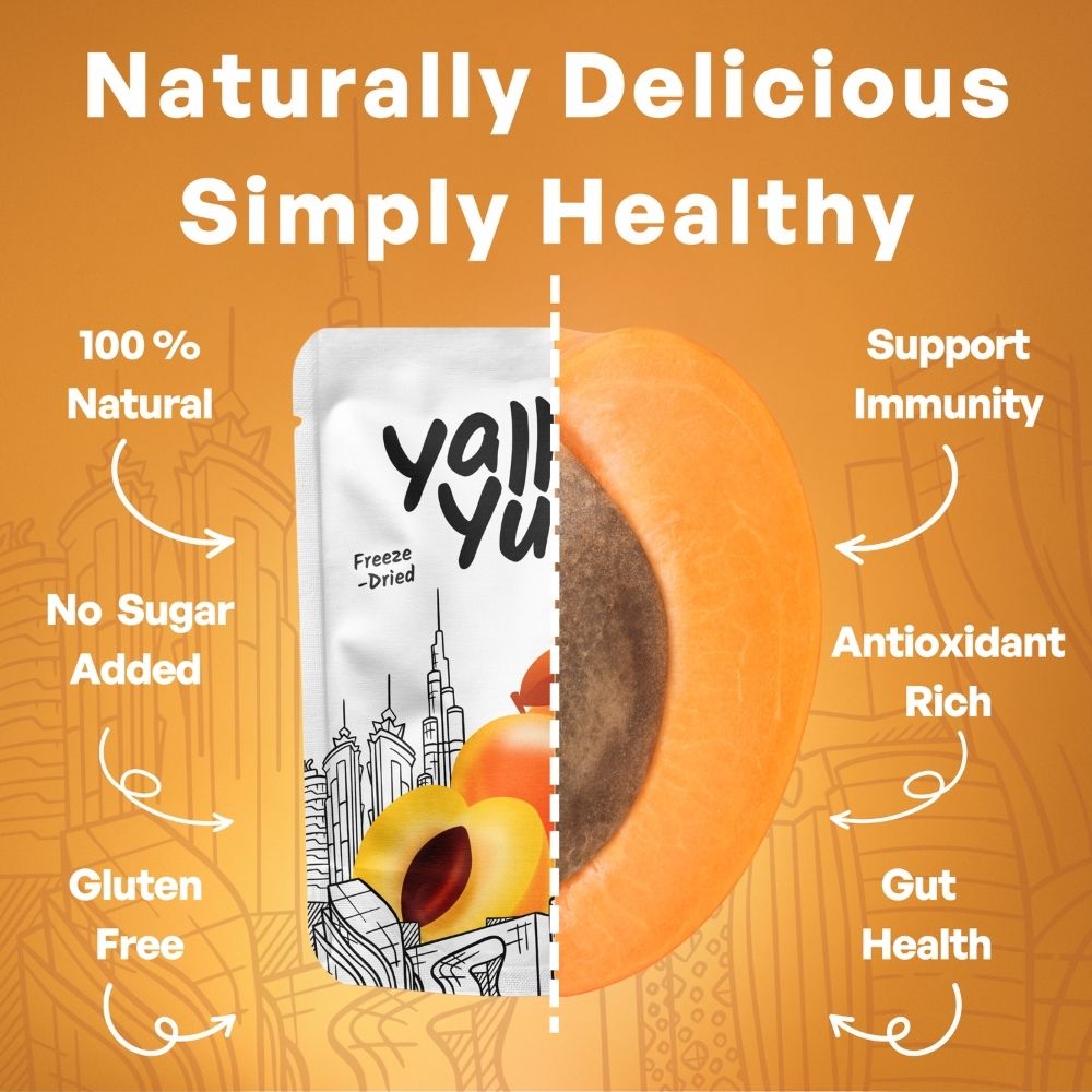 Yaliyu freeze-dried fruit package with health benefits on an orange background
