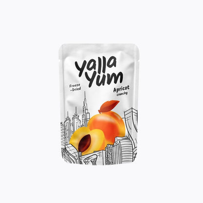 Yalla Yum apricot snack package on a white background